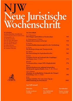 Neue Juristische Wochenschrift - NJW Cover