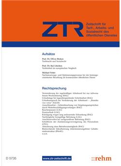 Zeitschrift für Tarifrecht - ZTR E-Paper Cover