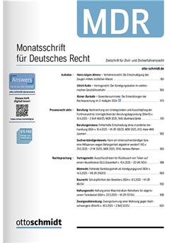 Monatsschrift für deutsches Recht - MDR Cover