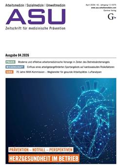 Arbeitsmedizin, Sozialmedizin, Umweltmedizin - ASU Cover