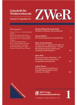 Zeitschrift für Wettbewerbsrecht - ZWeR Cover