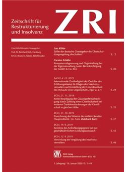 Zeitschrift für Restrukturierung und Insolvenz - ZRI Cover
