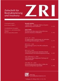 Zeitschrift für Restrukturierung und Insolvenz - ZRI E-Paper Cover