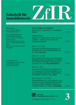 Zeitschrift für Immobilienrecht - ZfIR Cover