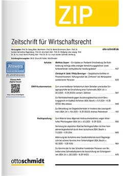 Zeitschrift für Wirtschaftsrecht - ZIP Cover