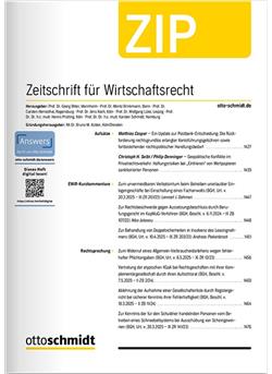 Zeitschrift für Wirtschaftsrecht - ZIP Cover