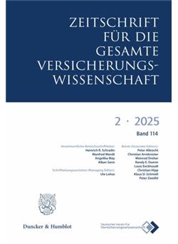 Zeitschrift für ges. Versicherungswissenschaft - ZVersWiss -Institutionen Cover