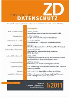 Zeitschrift für Datenschutzrecht - ZD Cover
