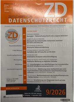 Zeitschrift für Datenschutzrecht - ZD Cover