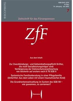 Zeitschrift für das Fürsorgewesen - ZfF Cover