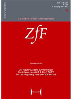 Zeitschrift für das Fürsorgewesen - ZfF Cover
