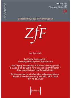 Zeitschrift für das Fürsorgewesen - ZfF Cover