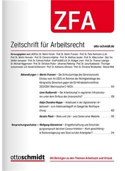 Zeitschrift für Arbeitsrecht - ZFA Cover
