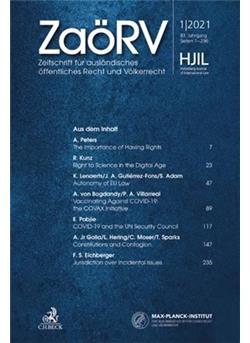 Zeitschrift für ausl. öffentl. Recht und Völkerrecht - ZaöRV Cover