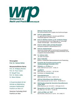 Wettbewerb in Recht und Praxis - wrp Cover