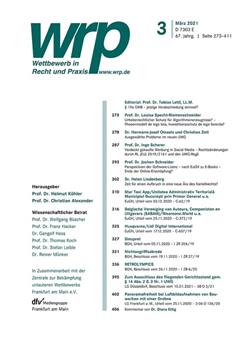 Wettbewerb in Recht und Praxis - wrp E-Paper Cover