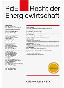 Recht der Energiewirtschaft - RdE Cover