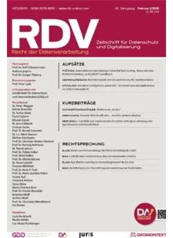 Recht der Datenverarbeitung - RDV Cover