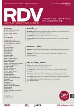 Recht der Datenverarbeitung - RDV Cover