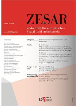 Zesar - Zeitschrift für europäisches Sozial- und Arbeitsrecht E-Paper Cover