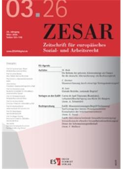 Zesar - Zeitschrift für europäisches Sozial- und Arbeitsrecht E-Paper Cover