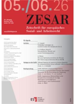 Zesar - Zeitschrift für europäisches Sozial- und Arbeitsrecht Cover