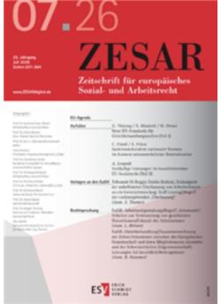 Zesar - Zeitschrift für europäisches Sozial- und Arbeitsrecht E-Paper Cover