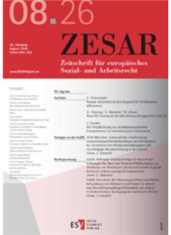 Zesar - Zeitschrift für europäisches Sozial- und Arbeitsrecht E-Paper Cover