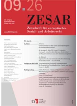 Zesar - Zeitschrift für europäisches Sozial- und Arbeitsrecht E-Paper Cover