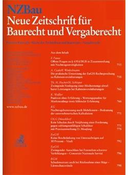 Neue Zeitschrift für Baurecht und Vergaberecht - NZBau Cover