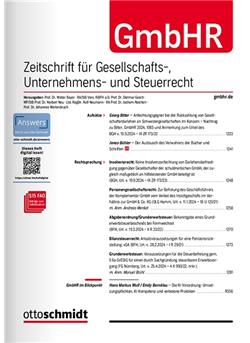 GmbH-Rundschau - GmbHR Cover