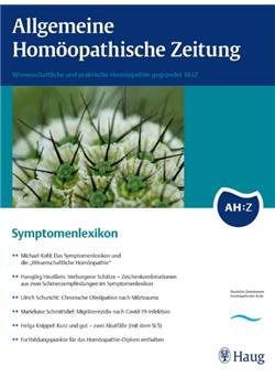 Allgemeine homöopathische Zeitung - AHZ - Institutionen E-Paper Cover