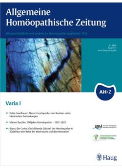 Allgemeine homöopathische Zeitung - AHZ Cover