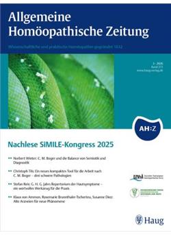 Allgemeine homöopathische Zeitung - AHZ Cover
