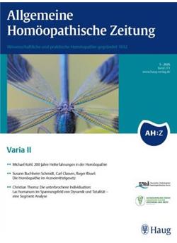 Allgemeine homöopathische Zeitung - AHZ Cover