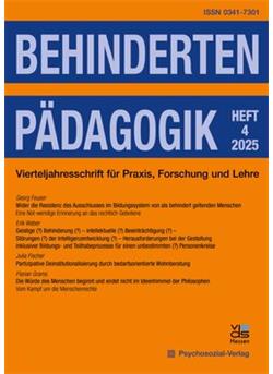 Behindertenpädagogik Vierteljahresschrift - Institutionen Cover