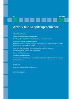 Archiv für Begriffsgeschichte - Institutionen Cover