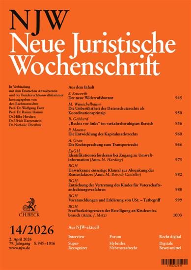 Neue Juristische Wochenschrift - NJW Ausgabe 2026014
