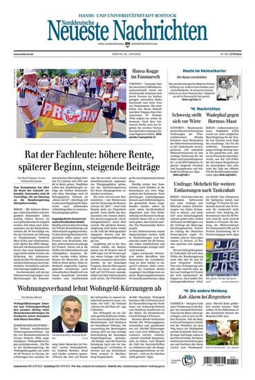 Norddeutsche Neueste Nachrichten NNN Ausgabe 2026026