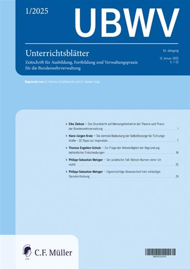 Unterrichtsblätter für die Bundeswehrverwaltung Ausgabe 2026004