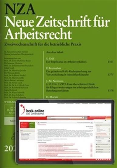 Neue Zeitschrift für Arbeitsrecht - NZA Ausgabe 2025019