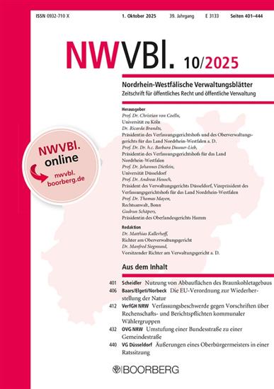 Nordrhein-Westfälische Verwaltungsblätter - NWVBl Ausgabe 2025010