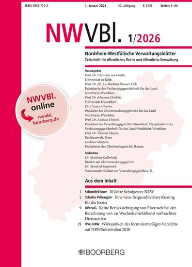 Nordrhein-Westfälische Verwaltungsblätter - NWVBl Ausgabe 2026001