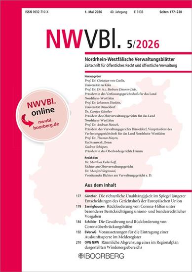Nordrhein-Westfälische Verwaltungsblätter - NWVBl Ausgabe 2026004