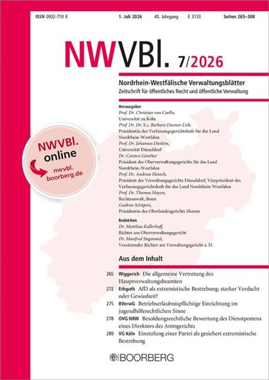 Nordrhein-Westfälische Verwaltungsblätter - NWVBl Ausgabe 2026007