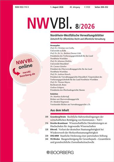 Nordrhein-Westfälische Verwaltungsblätter - NWVBl Ausgabe 2026008