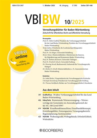 Verwaltungsblätter für Baden-Württemberg - Bl.BW Ausgabe 2025010