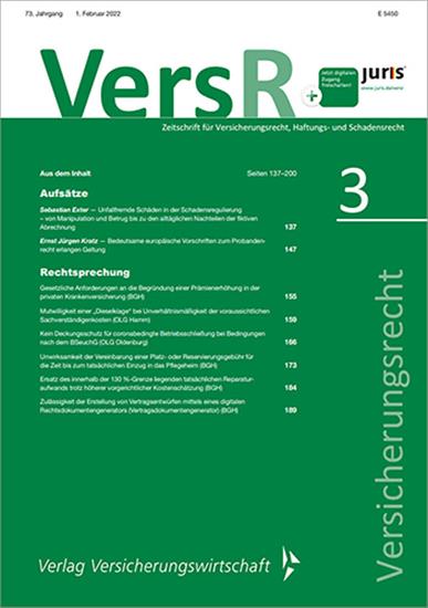 Versicherungsrecht - VersR Ausgabe 2025019
