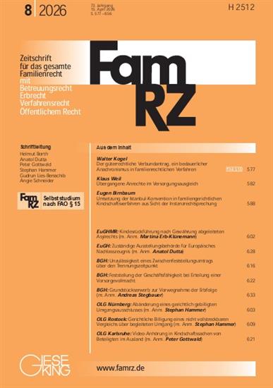 Zeitschrift für das gesamte Familienrecht - FamRZ Ausgabe 2026008