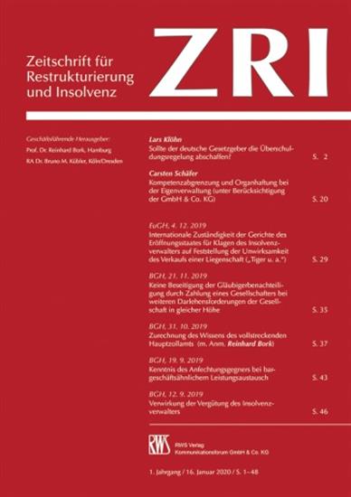 Zeitschrift für Restrukturierung und Insolvenz - ZRI Ausgabe 2025015